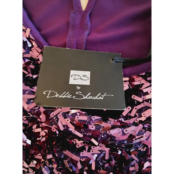 DS by Debbie Shuchat Sequin Tank Top Women's Size M Purple Sleeveless Party Cami - Picture 4 of 16